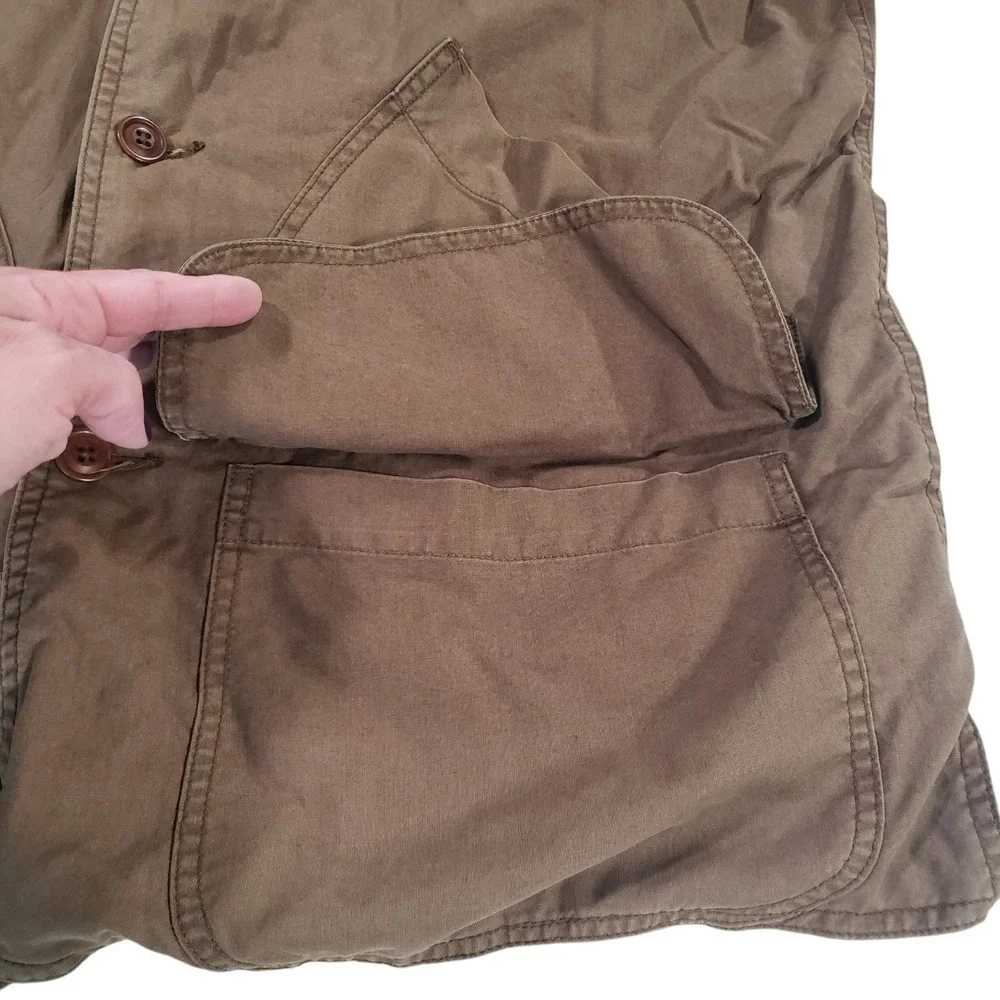 Banana Republic Military Jacket Mens Brown M Lined Leather Collar Outdoor‎ Chore